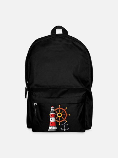 Leuchtturm Steuerrad Anker Maritim Seemann Ahoi - Rucksack - Schwarz