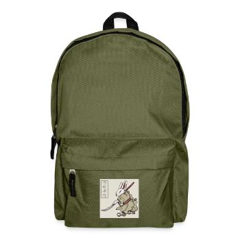 Samouraï de lapin d'art japonais avec épée - Sac à dos - vert olive - Devant