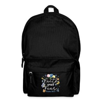 Christlicher Bibelvers Blume Schmetterling - Rucksack - Schwarz - Vorne