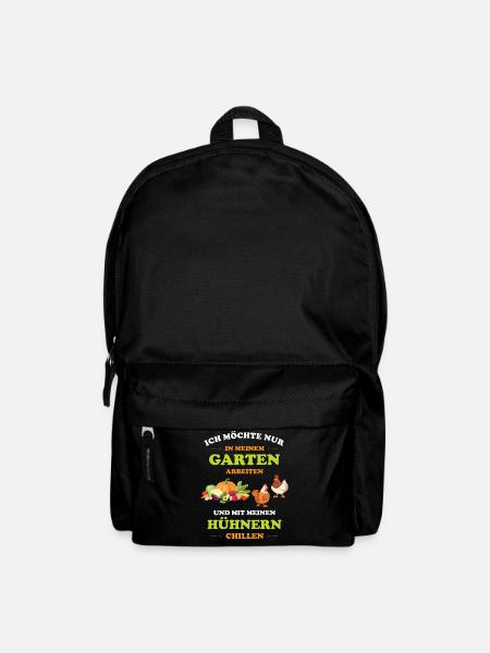 Hobbygärtner im Garten arbeiten mit Hühner chillen - Rucksack - Schwarz