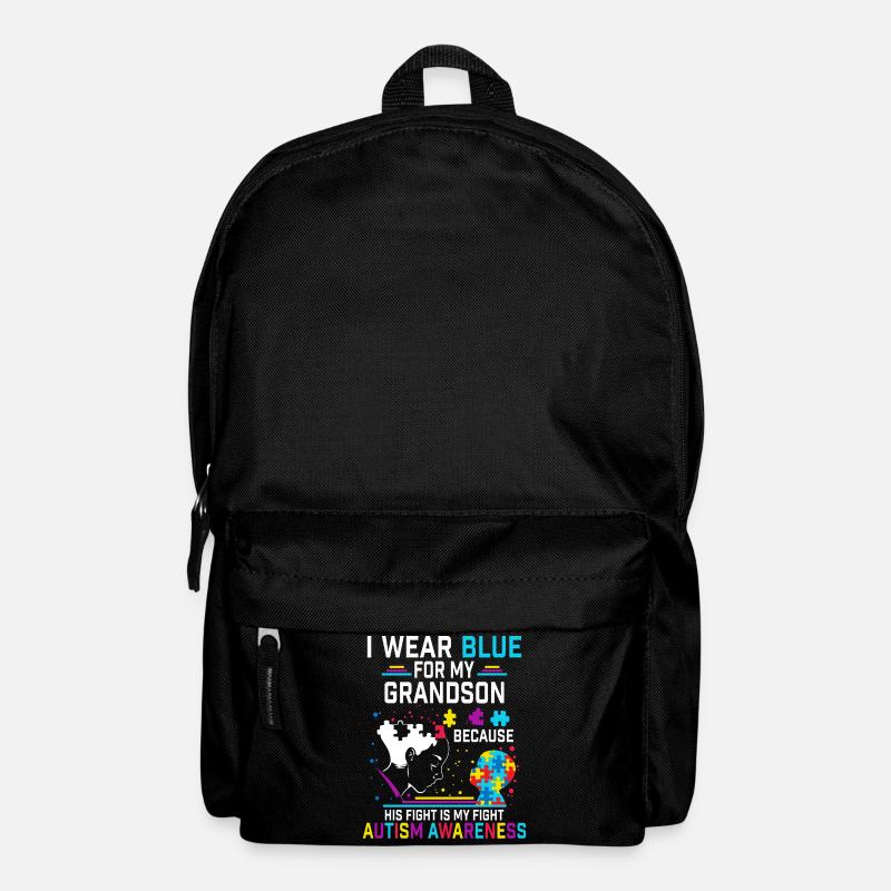 I Wear Blue For My Grandson Autism Awareness - Backpack - black