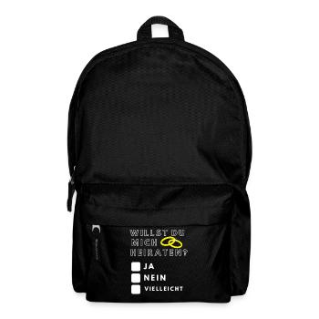 Willst du mich Heiraten? Heiratsantrag Shirt Gift - Rucksack - Schwarz - Vorne