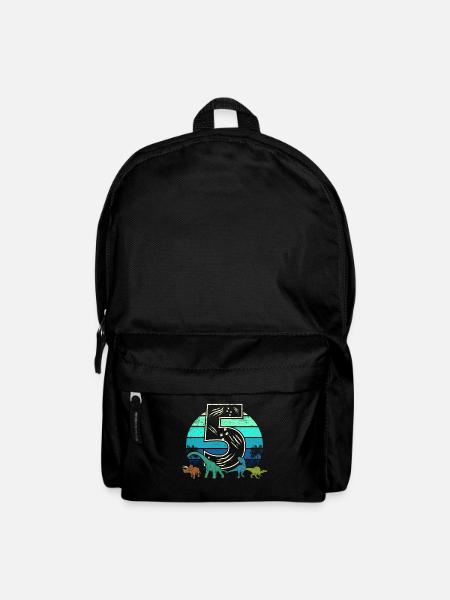 Dinosaurier 5 Jahre Geschenk 5. Geburtstag Retro - Rucksack - Schwarz