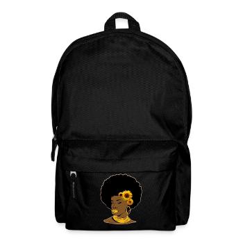 Woman Afro Hairstyle Sunflowers Africa Fashion Gift - Backpack - black - Front