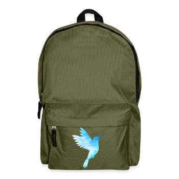 Colibri blanc bleu oiseau faible vol exotique - Sac à dos - vert olive - Devant