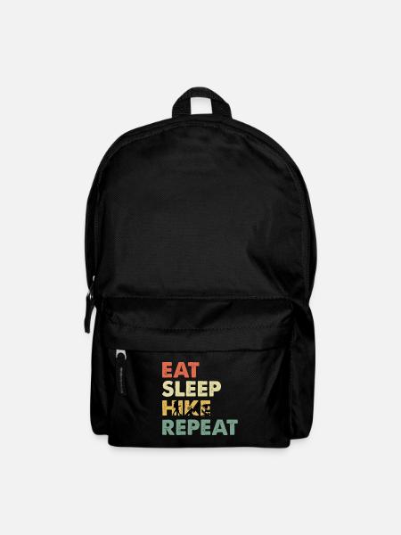 Eat Sleep Hike Repeat Wander Spruch - Rucksack - Schwarz