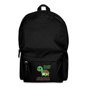 Schildkröte Kein Bock lustiger Spruch - Rucksack - Schwarz - Vorne