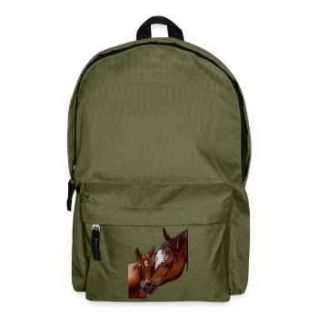 Pferd Pferdemotiv Tiermotiv Tiergesicht Tier Damen - Rucksack - Olivgrün - Vorne