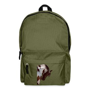 Pferd Tiermotiv Tiergesicht Tier Damen Kinder - Rucksack - Olivgrün - Vorne