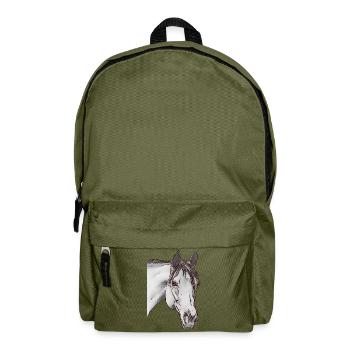Mädchen Pferd Tiergesicht Pferdemotiv Tiermotiv - Rucksack - Olivgrün - Vorne