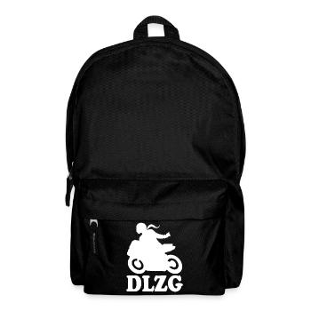 DLZG Motorradfahrerin Die Linke zum Gruß Motorrad - Rucksack - Schwarz - Vorne