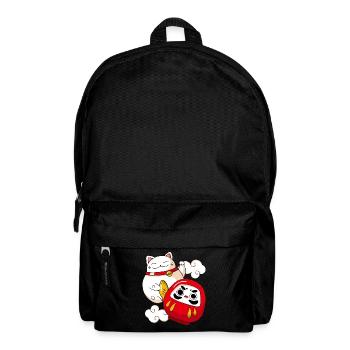 Funny Maneki Neko Cat Japanese Daruma Doll Kawaii - Rucksack - Schwarz - Vorne