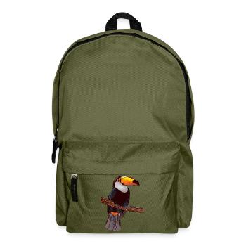 Tukan Vogel Vogelmotiv Tiergesicht Tier - Rucksack - Olivgrün - Vorne