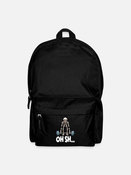 Funny skeleton weightlifting - Backpack - black