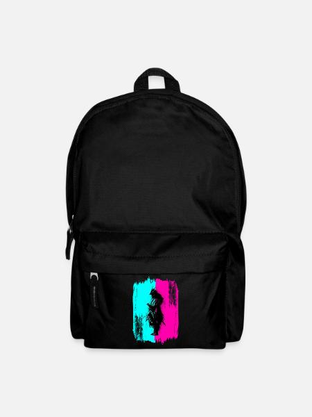 Black Samurai In A Turquoise And Pink Frame - Backpack - black