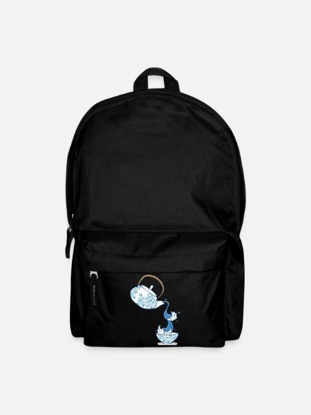 Teapot big wave art drawing Japan style - Backpack - black