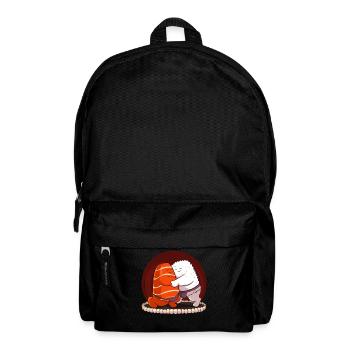 Japanese Sumo Sushi Salmon Hug Maki Nigiri Sashimi - Backpack - black - Front