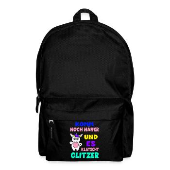 Komm Noch Näher Und Es Klatscht Glitzer Einhorn - Rucksack - Schwarz - Vorne