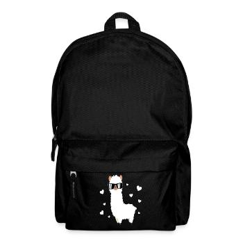 Lama Llama Alpaga avec lunettes de soleil et coeur - Sac à dos - noir - Devant