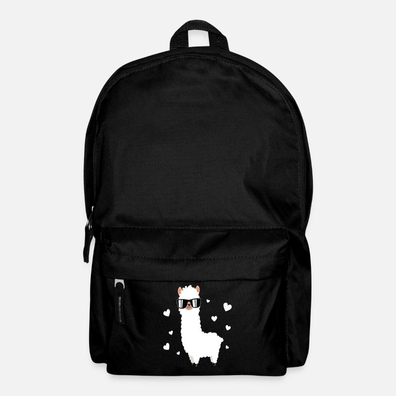 Lama Llama Alpaka mit Sonnenbrille und Herzchen - Rucksack - Schwarz