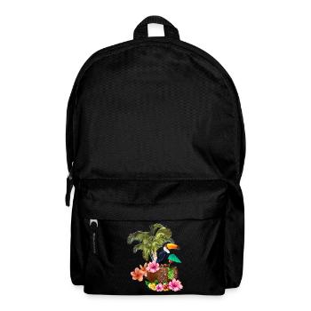 Conception tropicale avec toucans et palmiers. - Sac à dos - noir - Devant