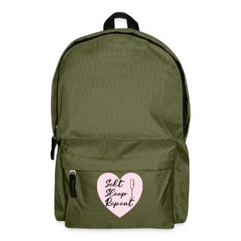 Sekt Sleep Repeat JGA Abschied HEN Party - Rucksack - Olivgrün - Vorne