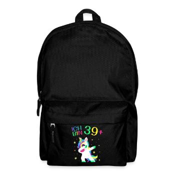 Ich bin 39 Plus 40. Geburtstag Einhorn Geschenk - Rucksack - Schwarz - Vorne