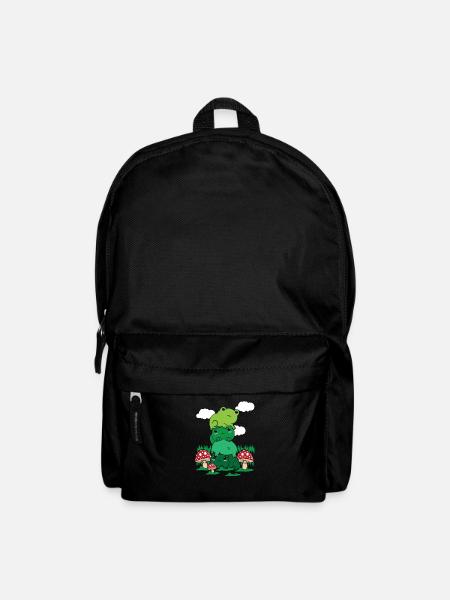 Cottagecore Aesthetic Kawaii grenouille Pile Champignon - Sac à dos - noir