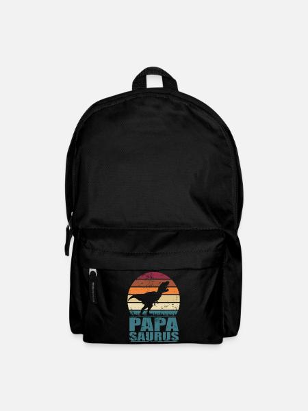 Papasaurus Dino Familien Vater Dinosaurier Papa - Rucksack - Schwarz