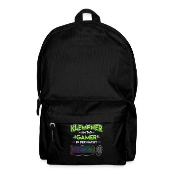 Klempner Am Tag Gamer In Der Nacht Zocken - Rucksack - Schwarz - Vorne