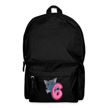 6 Jahre alt - 6. Geburtstag - Fledermaus Motiv - Rucksack - Schwarz - Vorne
