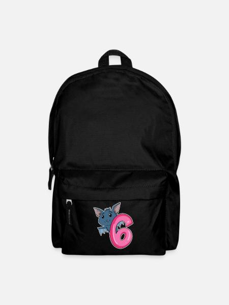 6 Jahre alt - 6. Geburtstag - Fledermaus Motiv - Rucksack - Schwarz