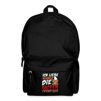Ich liebe Hühner die kacken Frühstück - Rucksack - Schwarz - Vorne