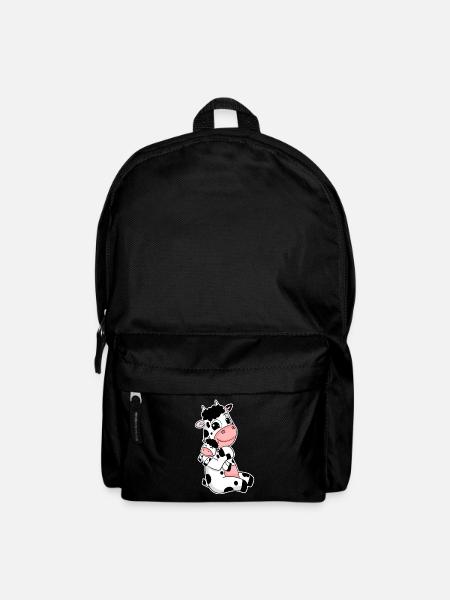 Kuh Familie - Kuh mit Baby - Kuh Motiv - Rucksack - Schwarz
