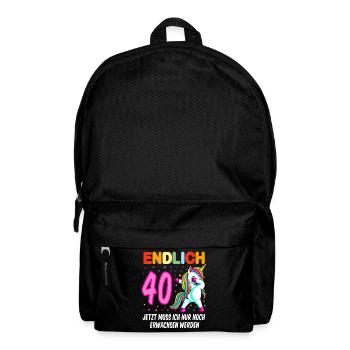 40. Geburtstag Einhorn 40 Jahre 40. Jubiläum Fun - Rucksack - Schwarz - Vorne