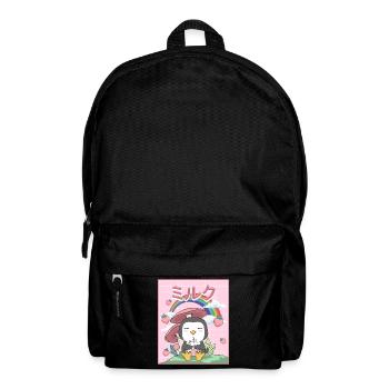 Cottagecore Aesthetic Kawaii Pinguin Erdbeermilch - Rucksack - Schwarz - Vorne