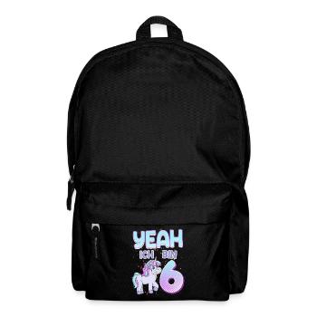 Yeah ich bin 6 Jahre Einhorn 6. Geburtstag - Rucksack - Schwarz - Vorne