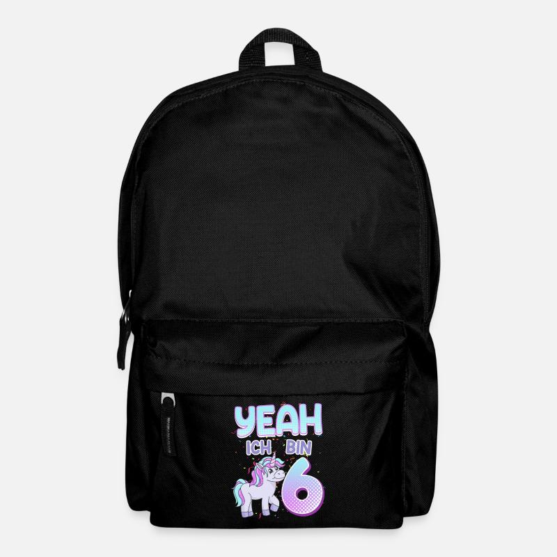 Yeah ich bin 6 Jahre Einhorn 6. Geburtstag - Rucksack - Schwarz