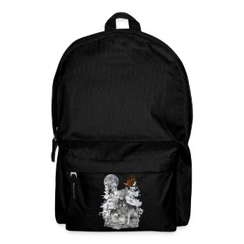 Wolves on rocks with eagle and moon - Backpack - black - Front