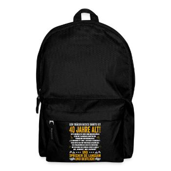 40. Geburtstag lustige Geschenke Männer 40 Jahre - Rucksack - Schwarz - Vorne