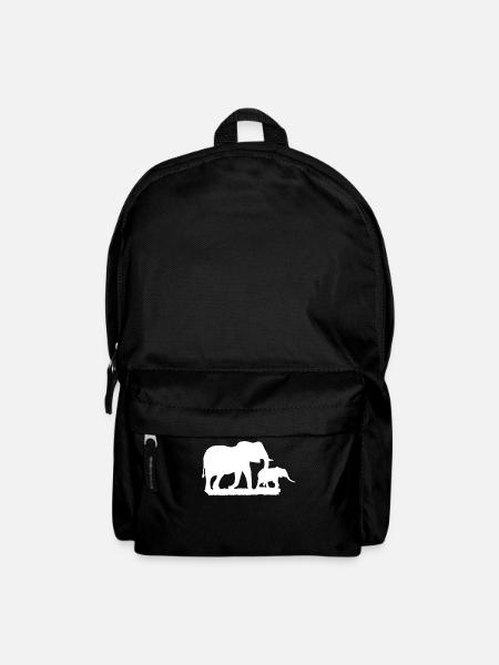 Elephant Africa Animal Motif Imprint Animal Motif - Backpack - black