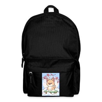 Japanese Aesthetic Kawaii Cat Cherry Blossom Gesche - Backpack - black - Front
