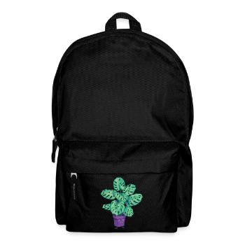 Pflanzen Topfpflanze Monstera Cartoon Zeichnung - Rucksack - Schwarz - Vorne