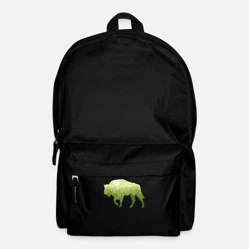 Bison Wisent Wald Natur Landschaft Geschenk - Rucksack - Schwarz