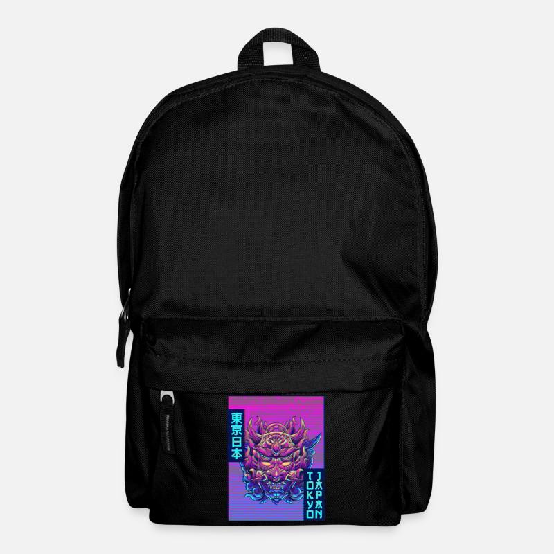 Oni Maske Dämonenmaske Vaporwave Ästhetisches Gesc - Rucksack - Schwarz