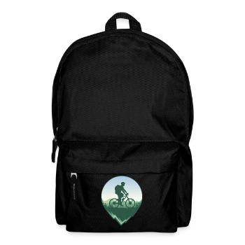 Mountainbiker vor Wald und Bergen - Rucksack - Schwarz - Vorne
