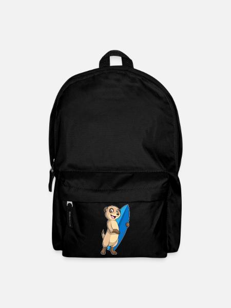 Erdmännchen Surfen Surfbrett Sommer - Rucksack - Schwarz