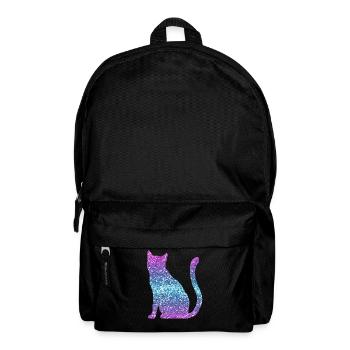 Cat Glitter Print Cat Lover Gift - Backpack - black - Front