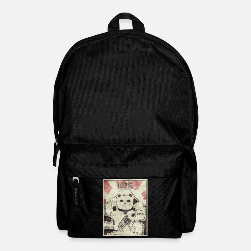 Maneki Neko Katze Japanisch Ästhetisch Vintage Ges - Rucksack - Schwarz