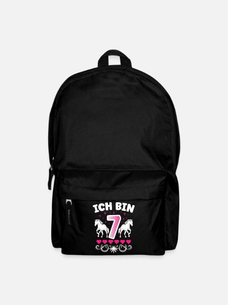 7. Geburtstag pferd Mädchen 7 Jahre alt - Rucksack - Schwarz